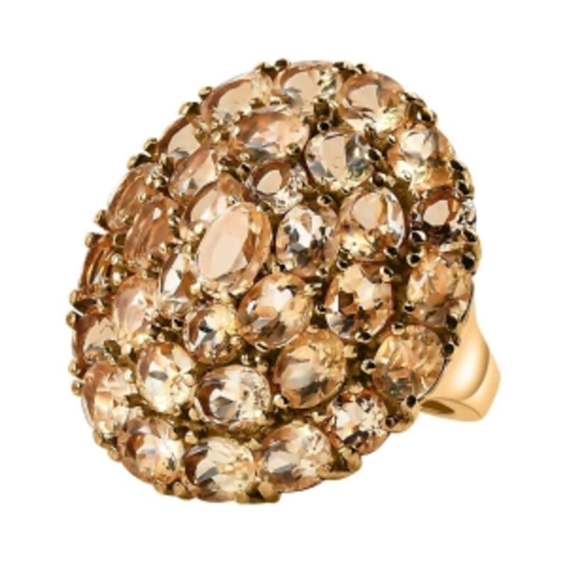 Brazilian Citrine 10.80 ctw Cluster Ring in ION Plated YG Stainless Steel (Size 9.0)