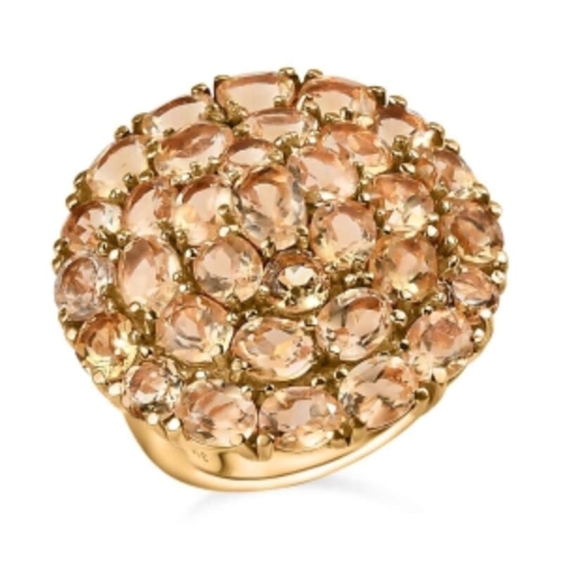 Brazilian Citrine 10.80 ctw Cluster Ring in ION Plated YG Stainless Steel (Size 9.0)
