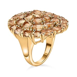 Brazilian Citrine 10.80 ctw Cluster Ring in ION Plated YG Stainless Steel (Size 9.0)