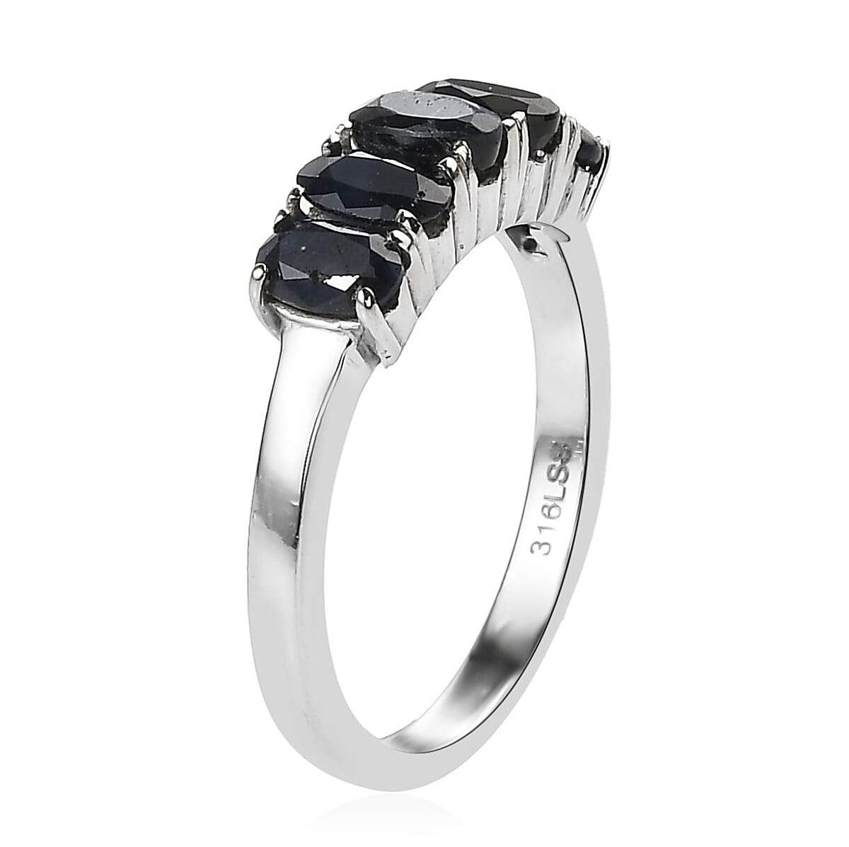 Midnight Sapphire 5 Stone Ring in Stainless Steel (Size 8.0) 1.65 ctw image number 3