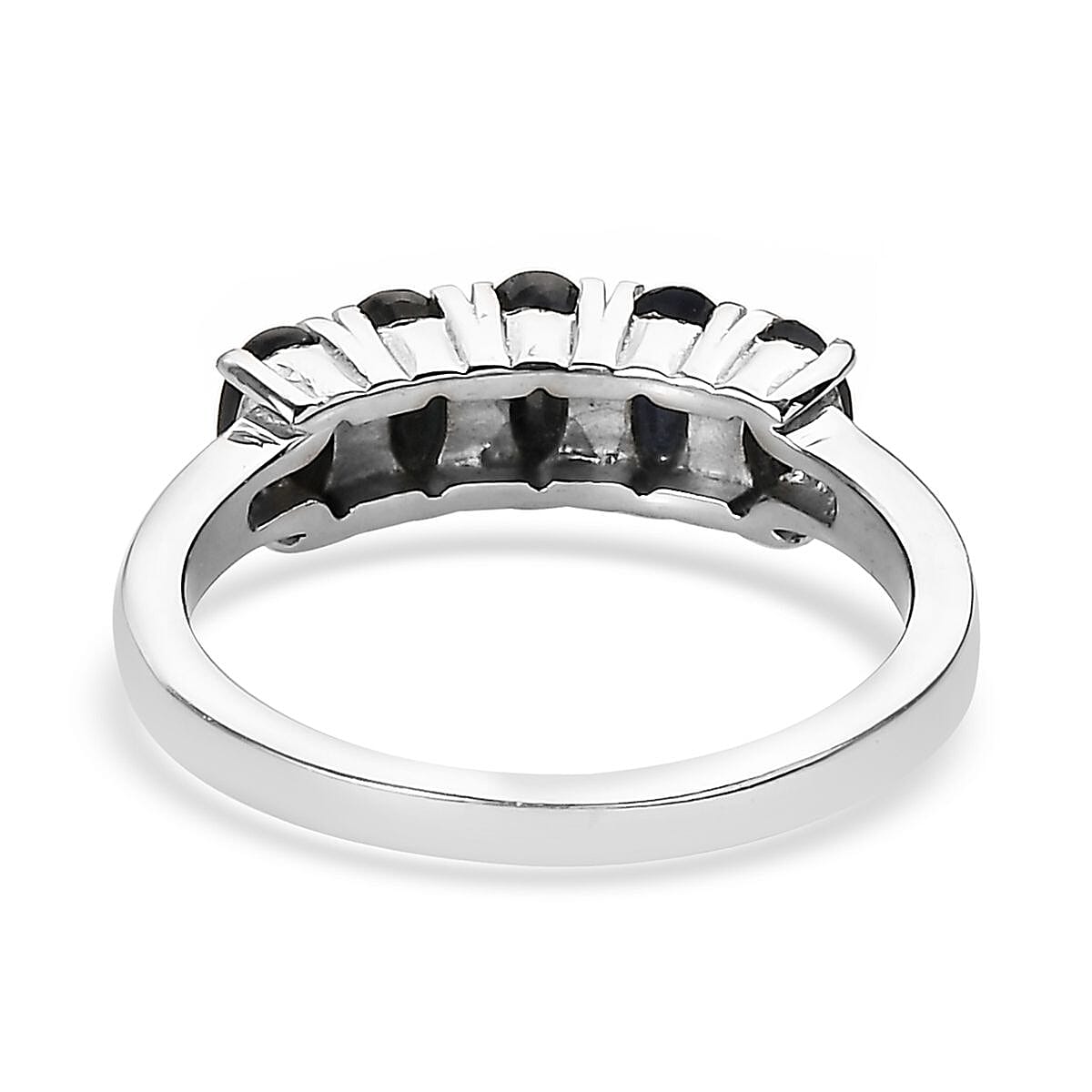 Midnight Sapphire 5 Stone Ring in Stainless Steel (Size 8.0) 1.65 ctw image number 4