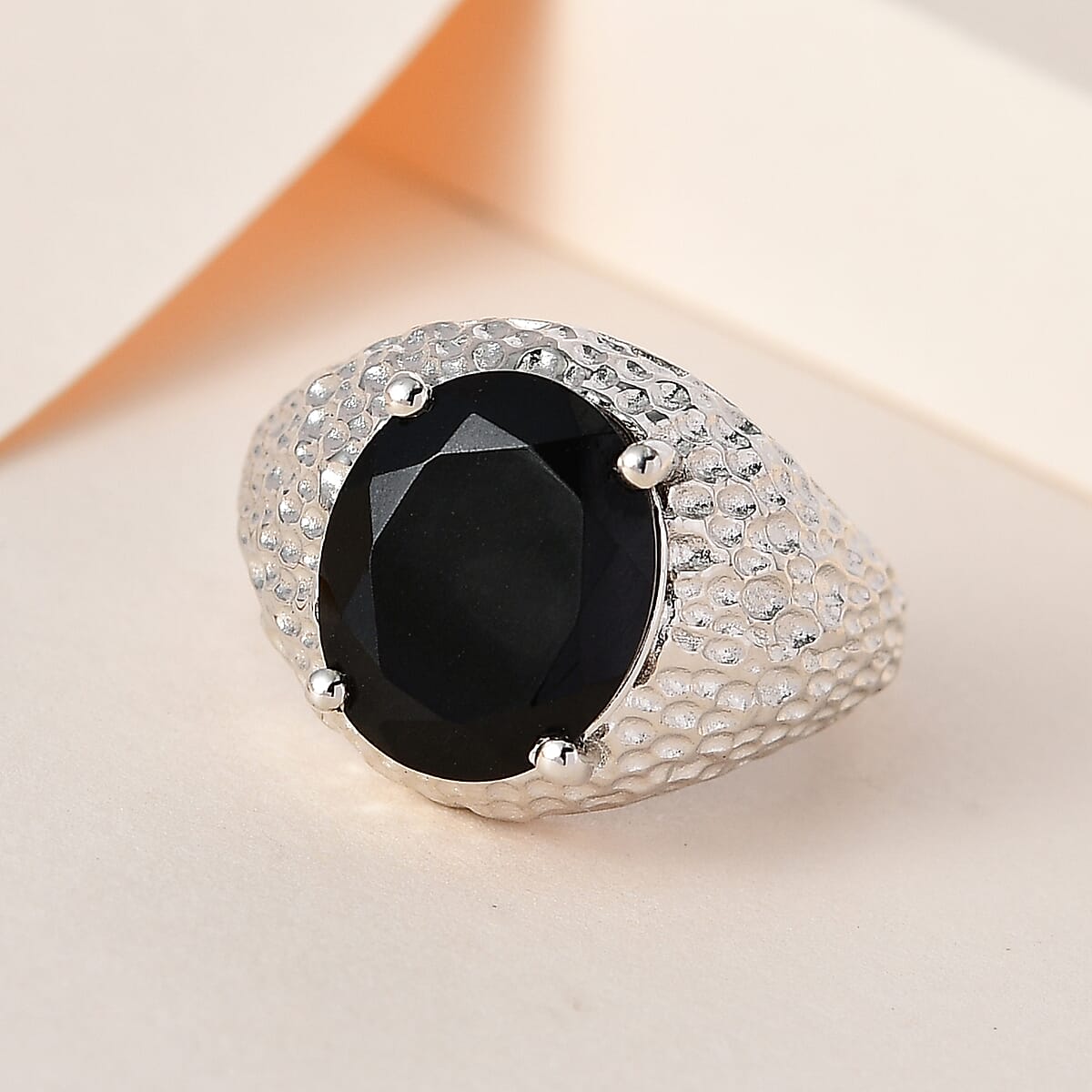 Karis California Black Jade Solitaire Ring in Platinum Bond (Size 7.0) 4.80 ctw image number 1