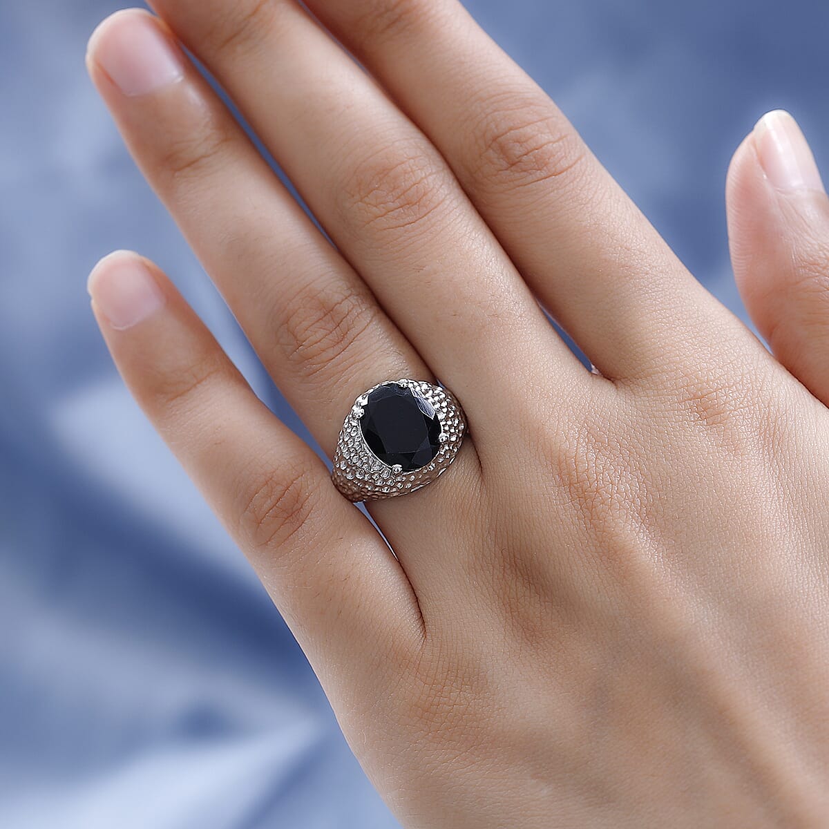 Karis California Black Jade Solitaire Ring in Platinum Bond (Size 7.0) 4.80 ctw image number 2