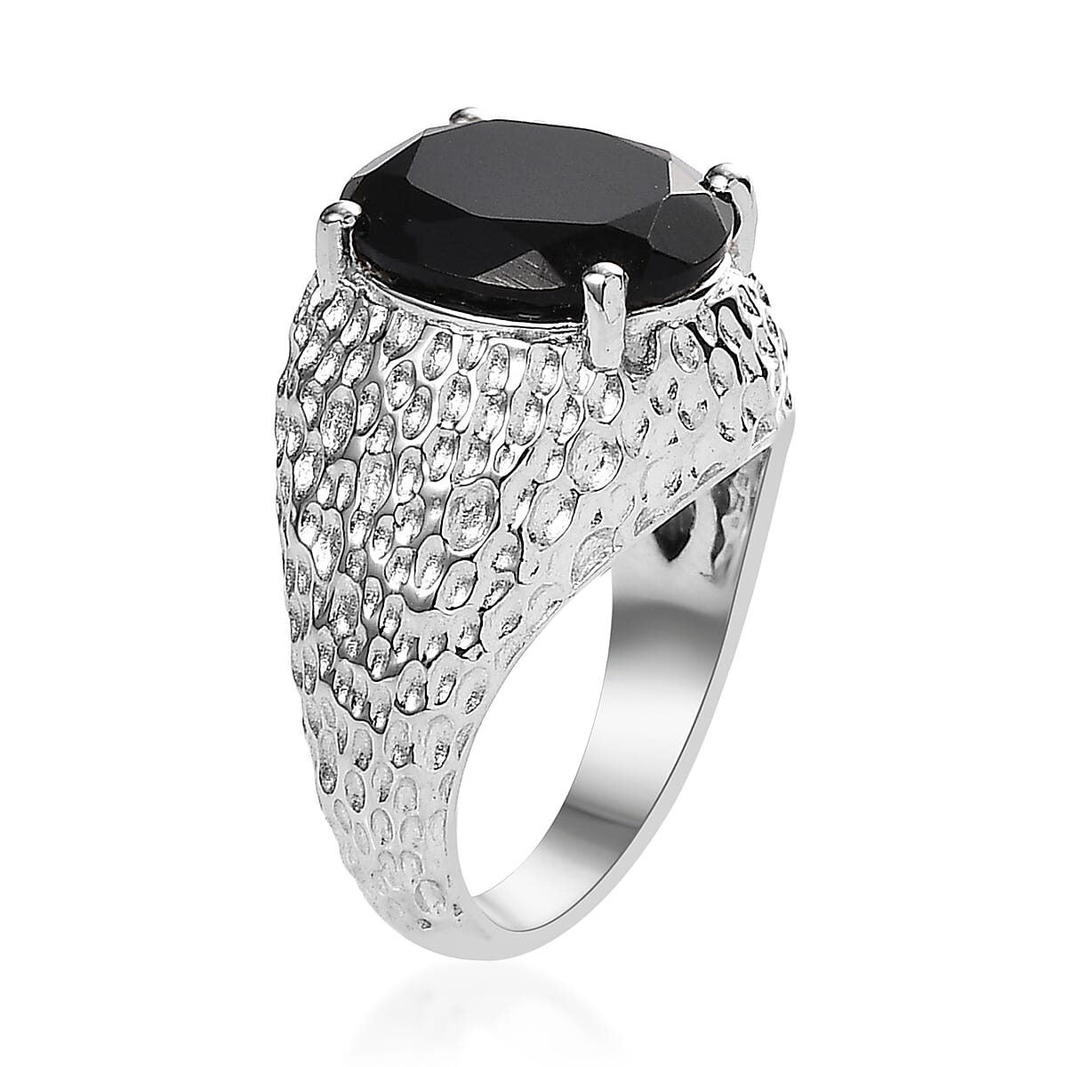 Karis California Black Jade Solitaire Ring in Platinum Bond (Size 7.0) 4.80 ctw image number 3