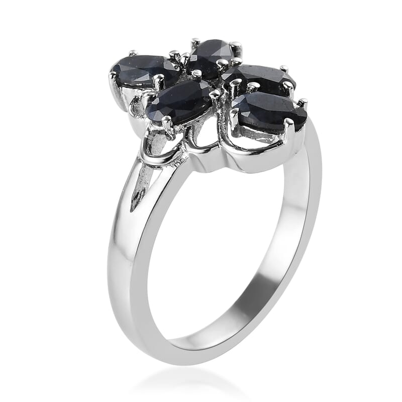 Midnight Sapphire Ring in Stainless Steel (Size 10.0) 1.50 ctw