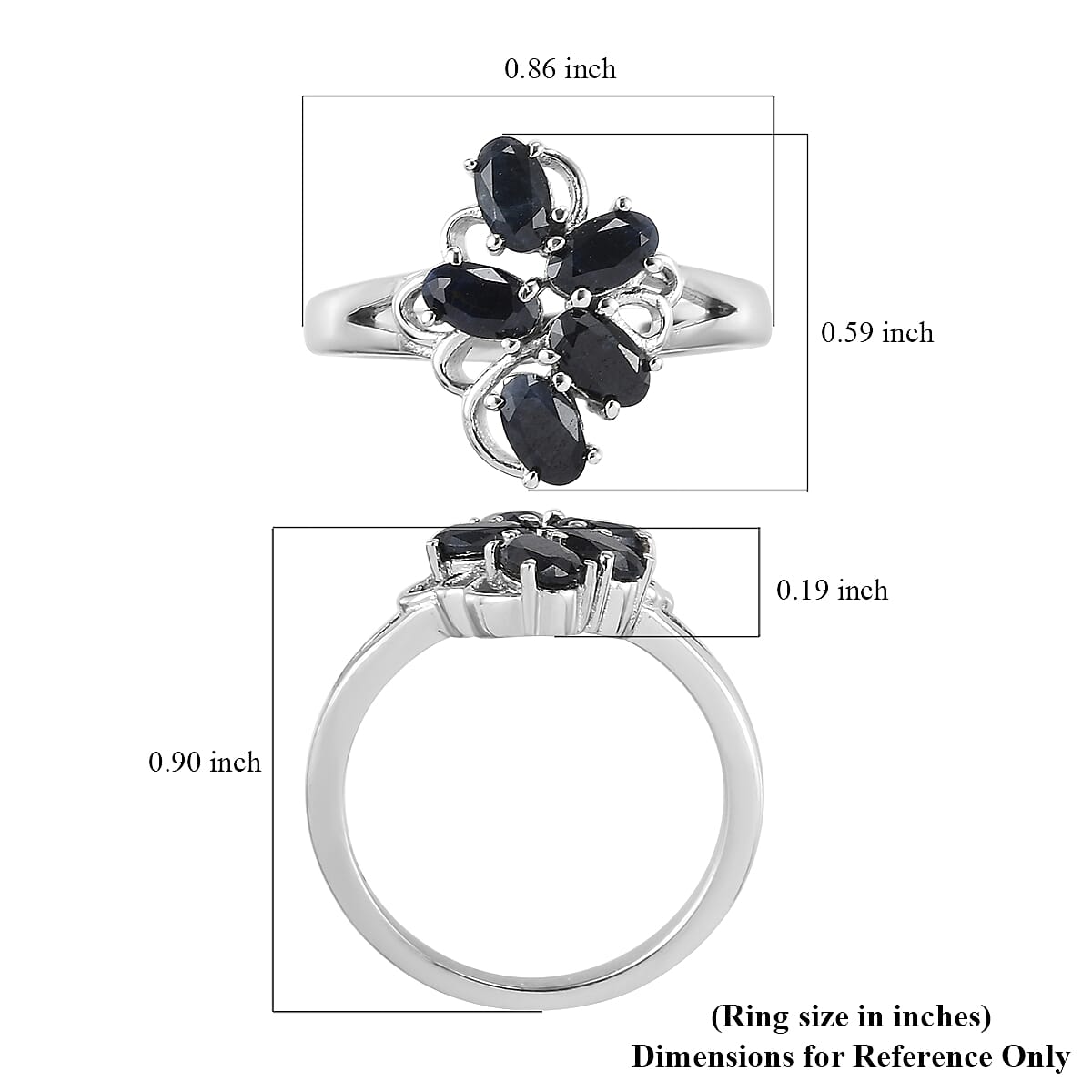 Midnight Sapphire Ring in Stainless Steel (Size 10.0) 1.50 ctw