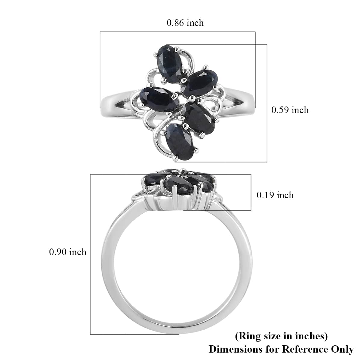 Midnight Sapphire Ring in Stainless Steel 1.50 ctw image number 5