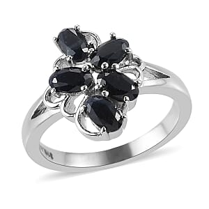 Midnight Sapphire Ring in Stainless Steel (Size 7.0) 1.50 ctw
