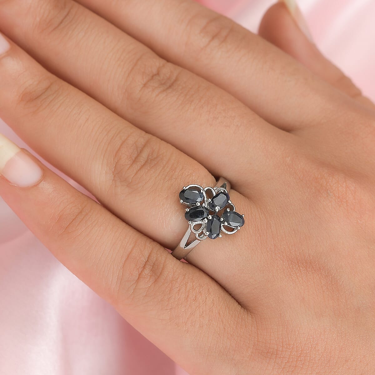 Midnight Sapphire Ring in Stainless Steel (Size 8.0) 1.50 ctw image number 2