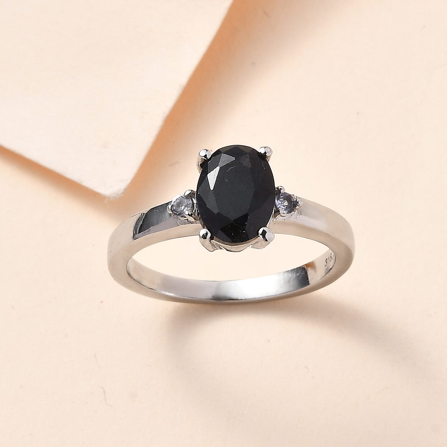 Midnight Sapphire and Tanzanite Ring in Stainless Steel (Size 10.0) 1.85 ctw
