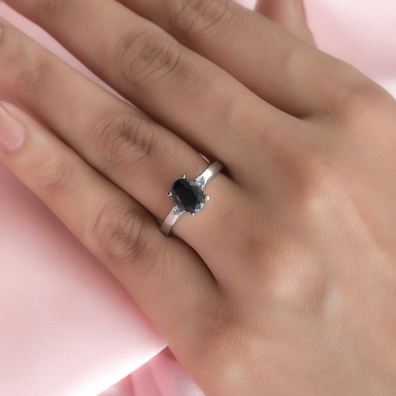 Midnight Sapphire and Tanzanite Ring in Stainless Steel (Size 10.0) 1.85 ctw