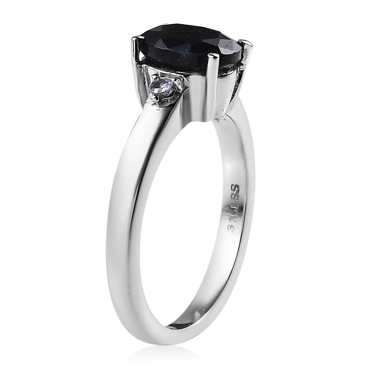 Midnight Sapphire and Tanzanite Ring in Stainless Steel (Size 10.0) 1.85 ctw image number 3