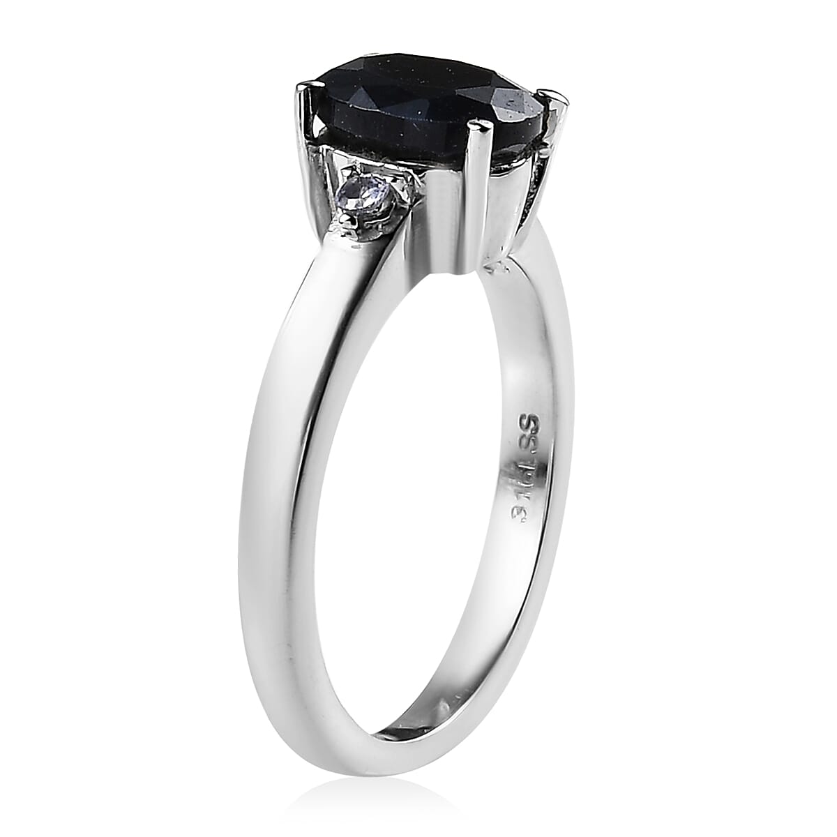 Midnight Sapphire and Tanzanite Ring in Stainless Steel (Size 9.0) 1.85 ctw image number 3