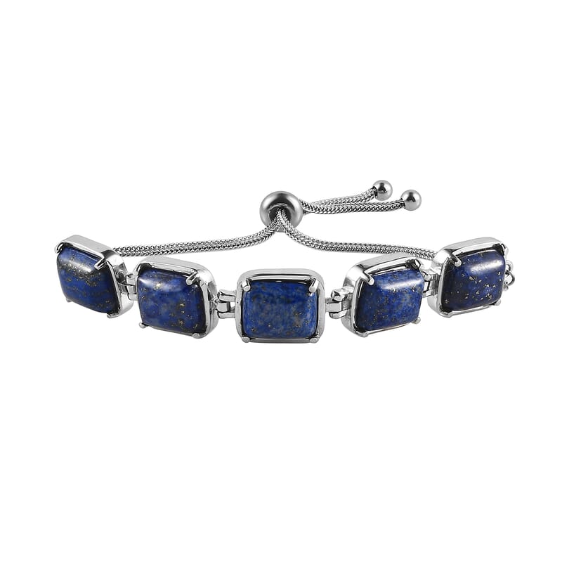 Lapis Lazuli Bolo Bracelet in Stainless Steel 29.20 ctw