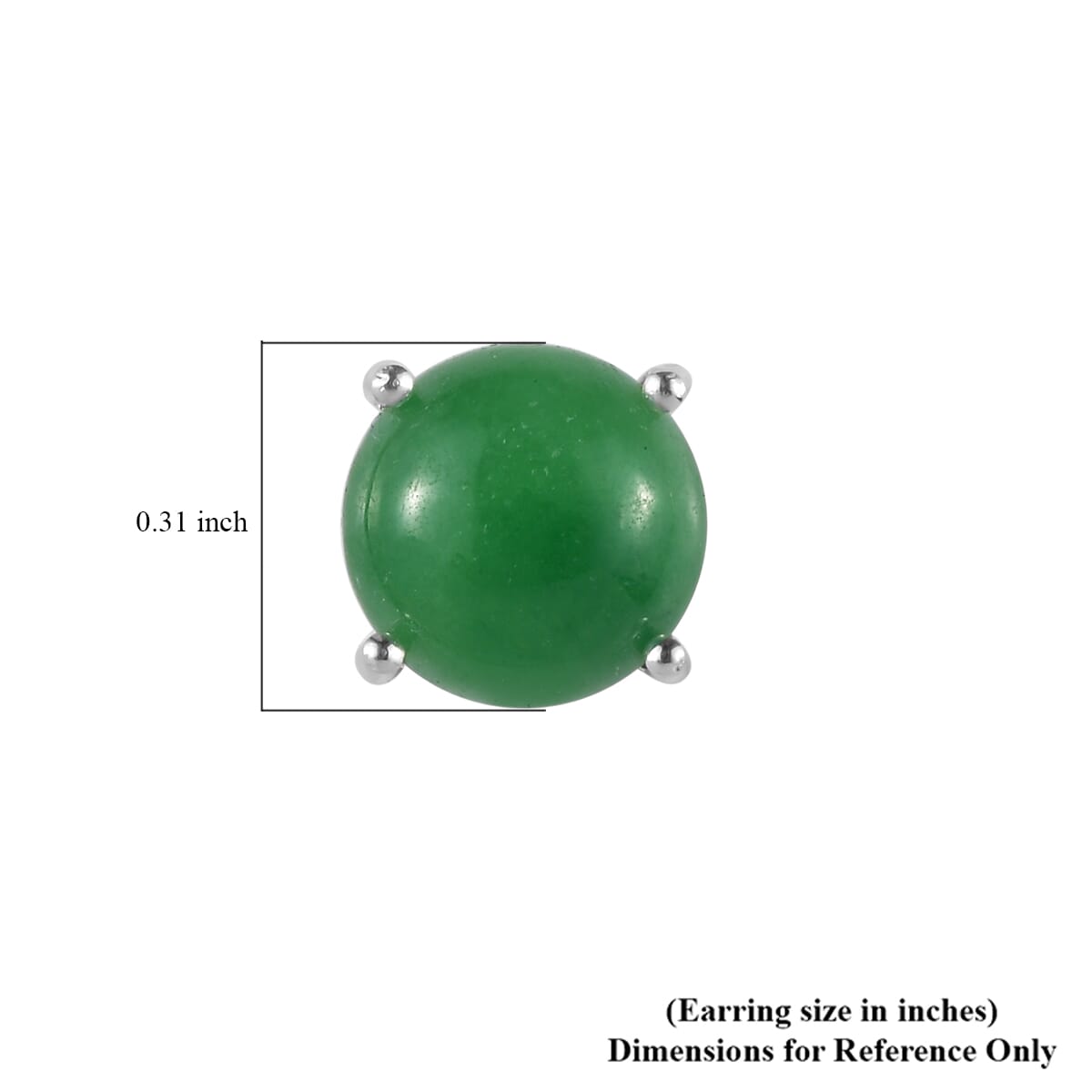 Green Jade Solitaire Stud Earrings in Sterling Silver 5.15 ctw image number 4