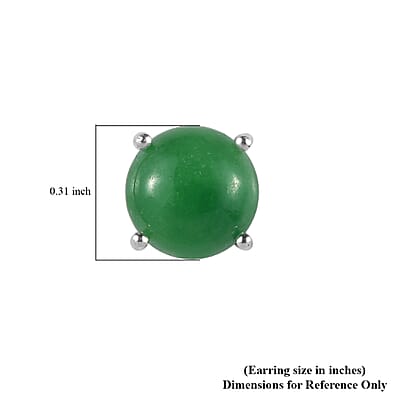 Green Jade (D) Solitaire Stud Earrings in Sterling Silver 5.15 ctw