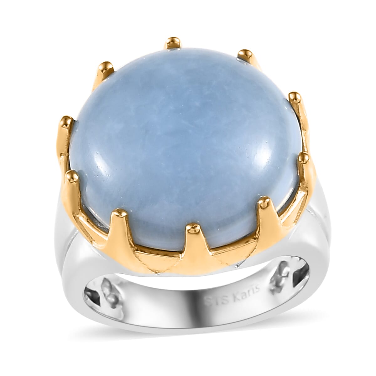 Karis Oregon Blue Opal Solitaire Ring in 18K YG Plated and Platinum Bond 10.35 ctw image number 0