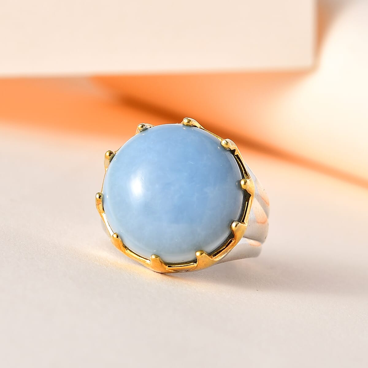 Karis Oregon Blue Opal Solitaire Ring in 18K YG Plated and Platinum Bond 10.35 ctw image number 1
