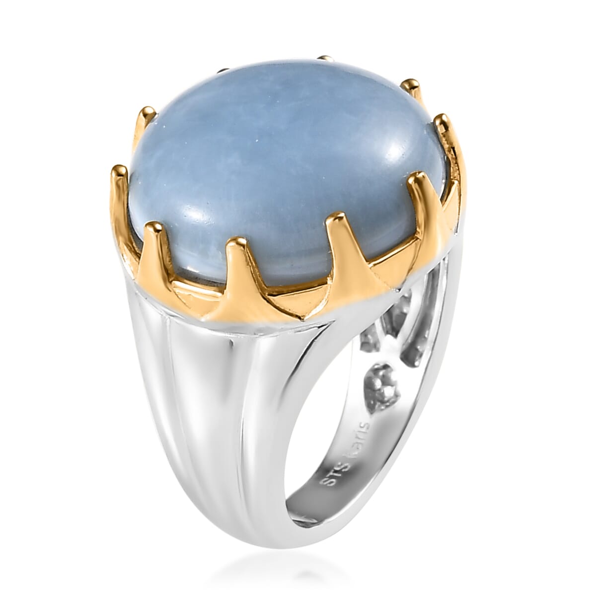 Karis Oregon Blue Opal Solitaire Ring in 18K YG Plated and Platinum Bond 10.35 ctw image number 3