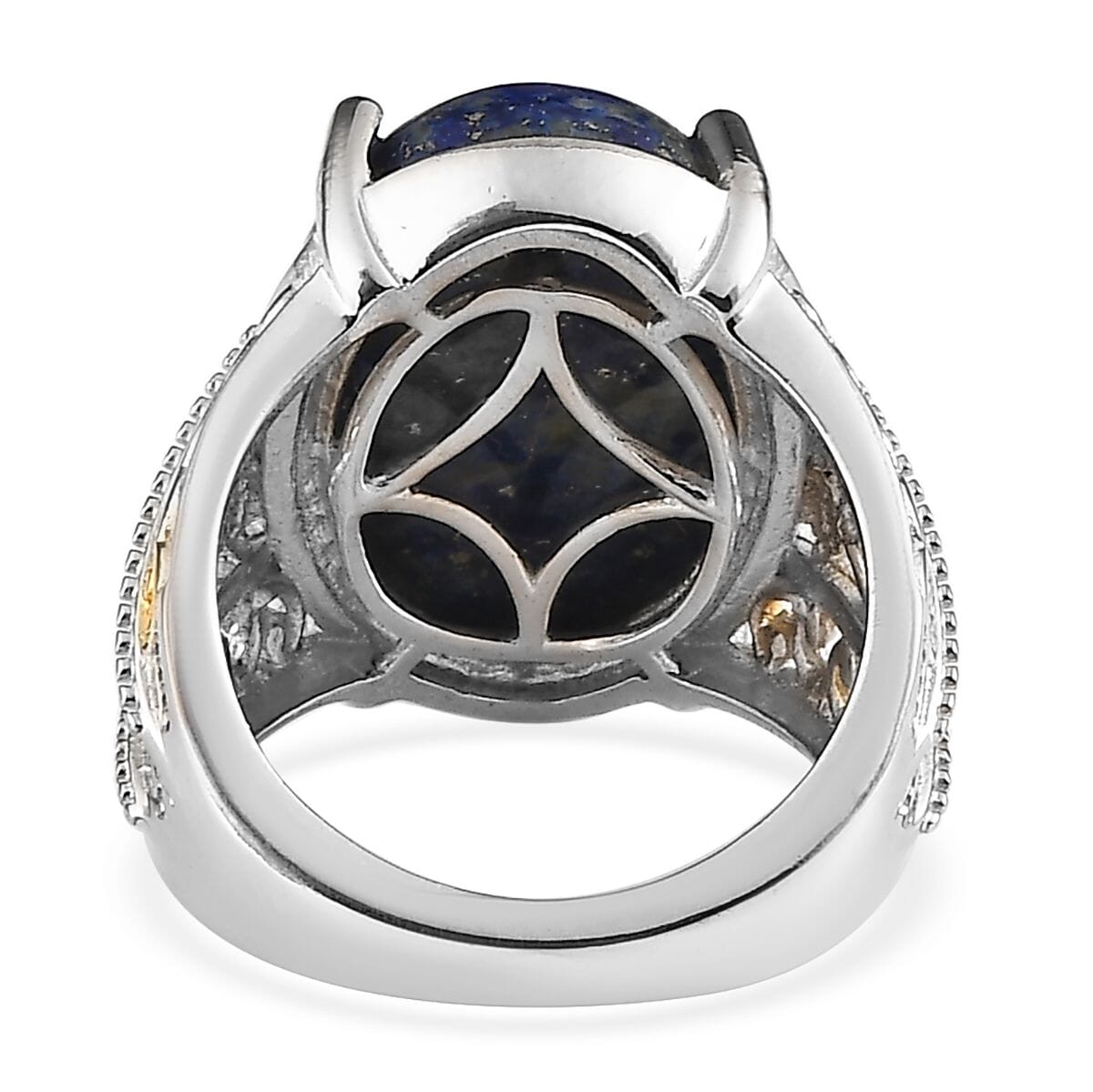 Karis Lapis Lazuli Solitaire Ring in 18K YG Plated and Platinum Bond 11.75 ctw image number 4