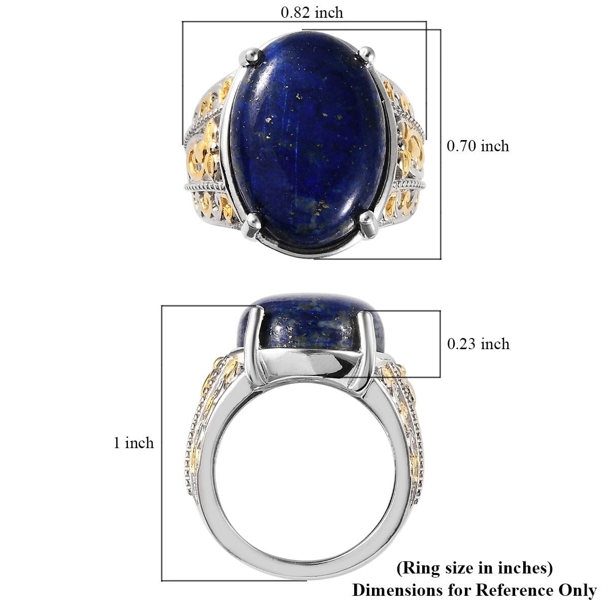 Karis Lapis Lazuli Solitaire Ring in 18K YG Plated and Platinum Bond 11.75 ctw image number 5