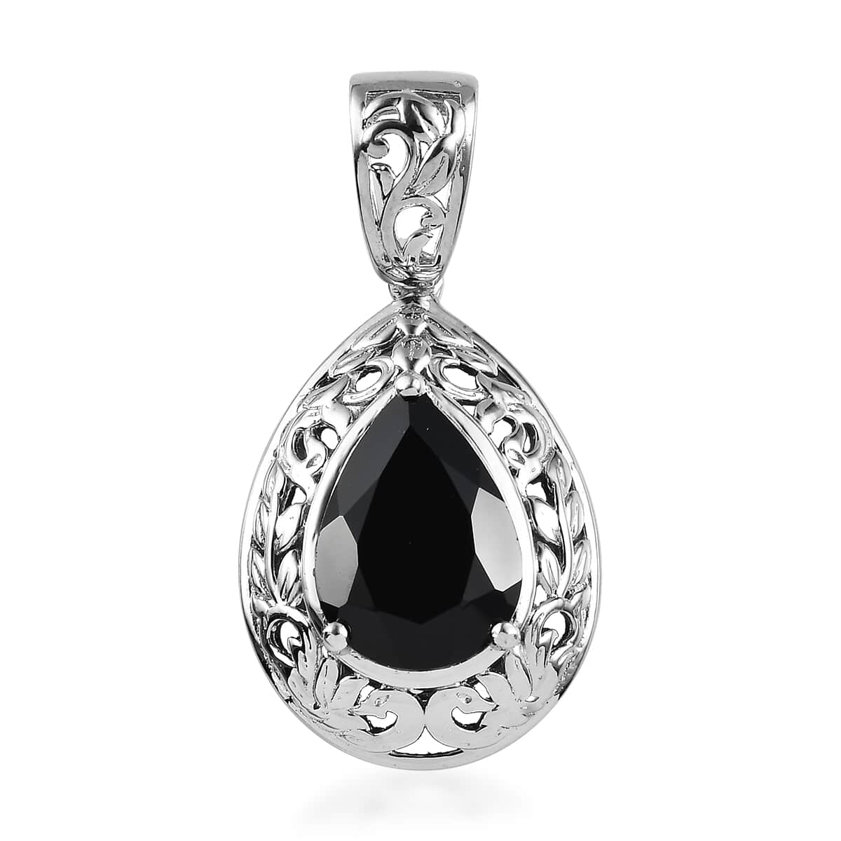 Karis Thai Black Spinel Solitaire Pendant in Platinum Bond 6.50 ctw image number 0