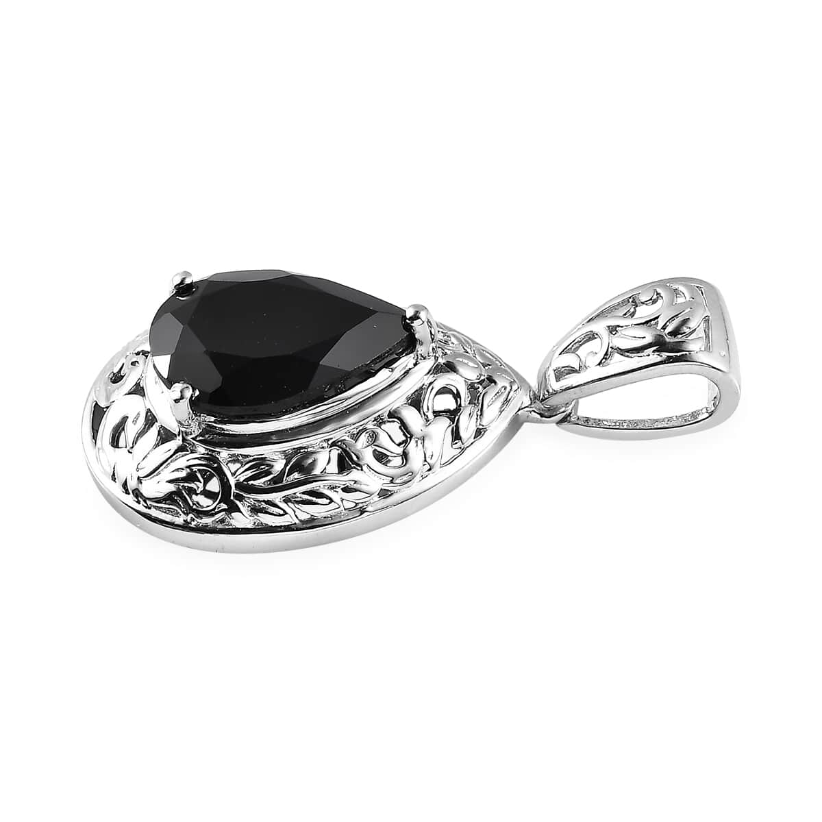 Karis Thai Black Spinel Solitaire Pendant in Platinum Bond 6.50 ctw image number 3