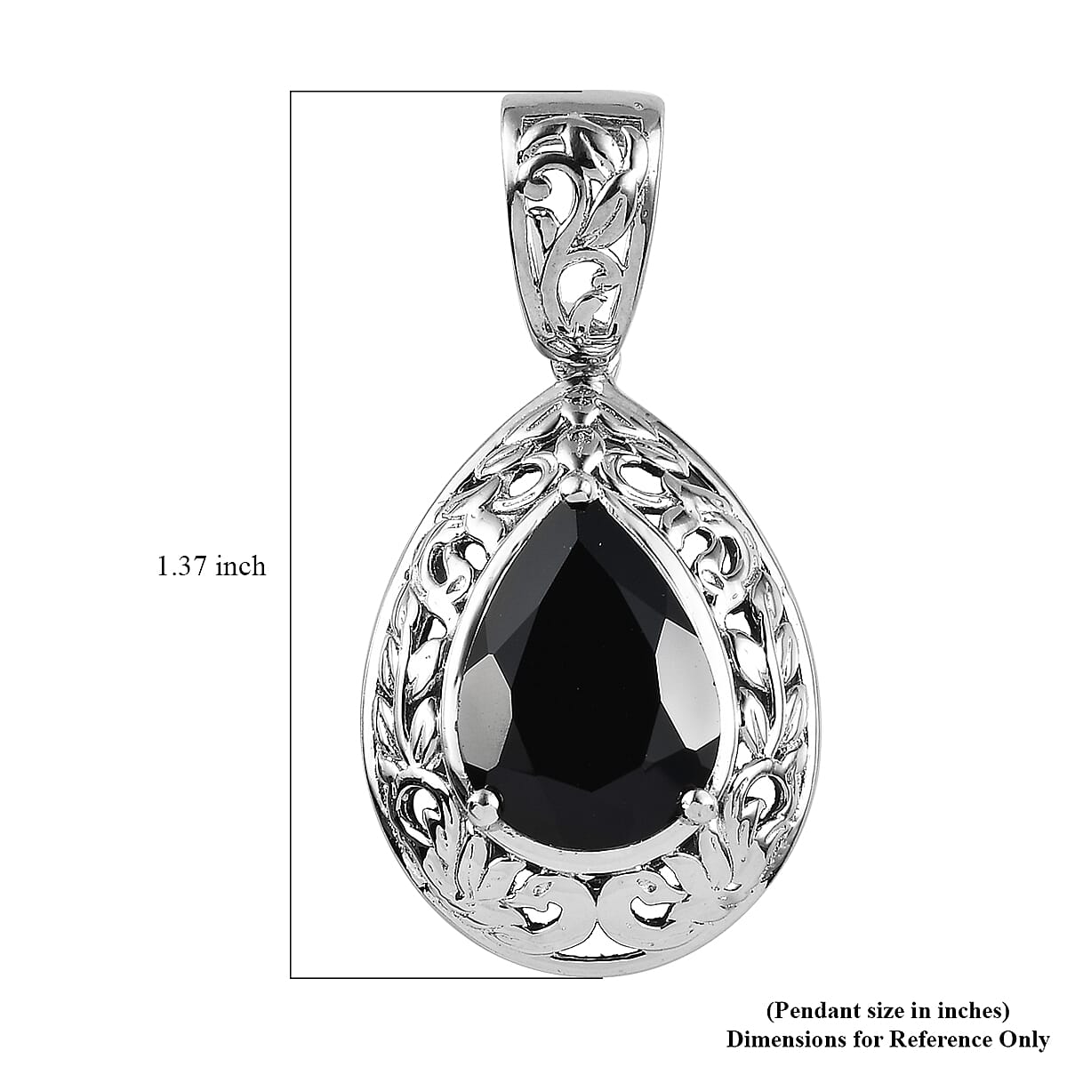 Karis Thai Black Spinel Solitaire Pendant without Chain in Platinum Bond 6.50 ctw