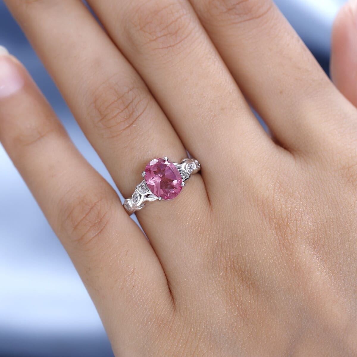 Karis Radiant Orchid Quartz and White Zircon Ring in Platinum Bond 2.20 ctw image number 2