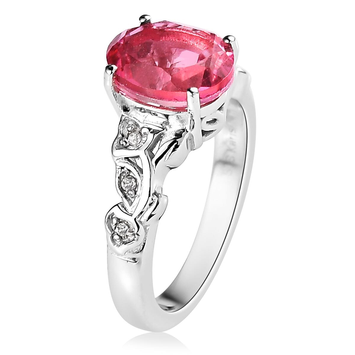 Karis Radiant Orchid Quartz and White Zircon Ring in Platinum Bond 2.20 ctw image number 3