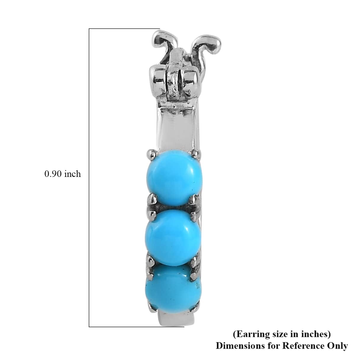 Sleeping Beauty Turquoise Hoop Earrings in Stainless Steel 1.50 ctw image number 4