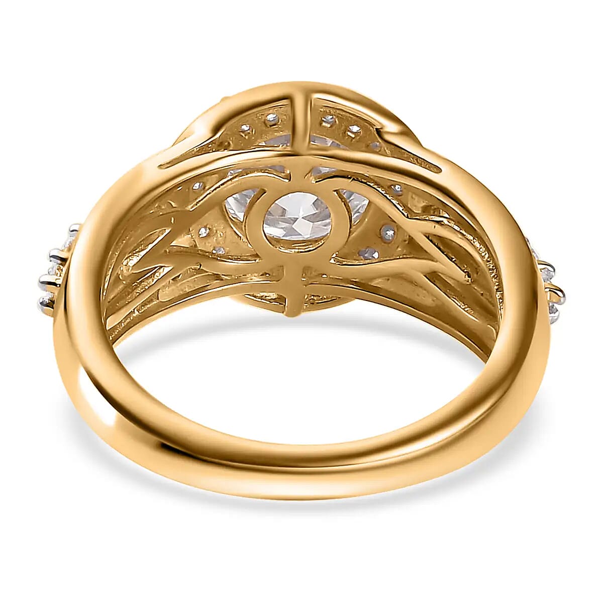 Moissanite Halo Ring in Vermeil Yellow Gold Over Sterling Silver 2.40 ctw image number 5