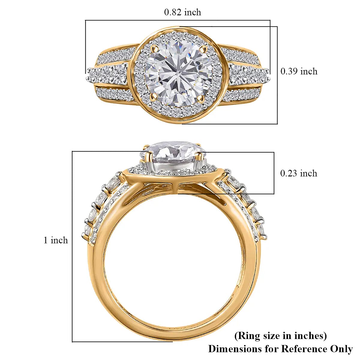 Moissanite Halo Ring in Vermeil Yellow Gold Over Sterling Silver 2.40 ctw image number 6