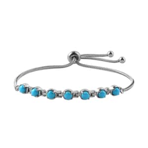 Sleeping Beauty Turquoise Bolo Bracelet in Stainless Steel 1.90 ctw