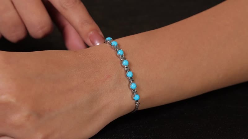 Sleeping Beauty Turquoise Bolo Bracelet in Stainless Steel 1.90 ctw