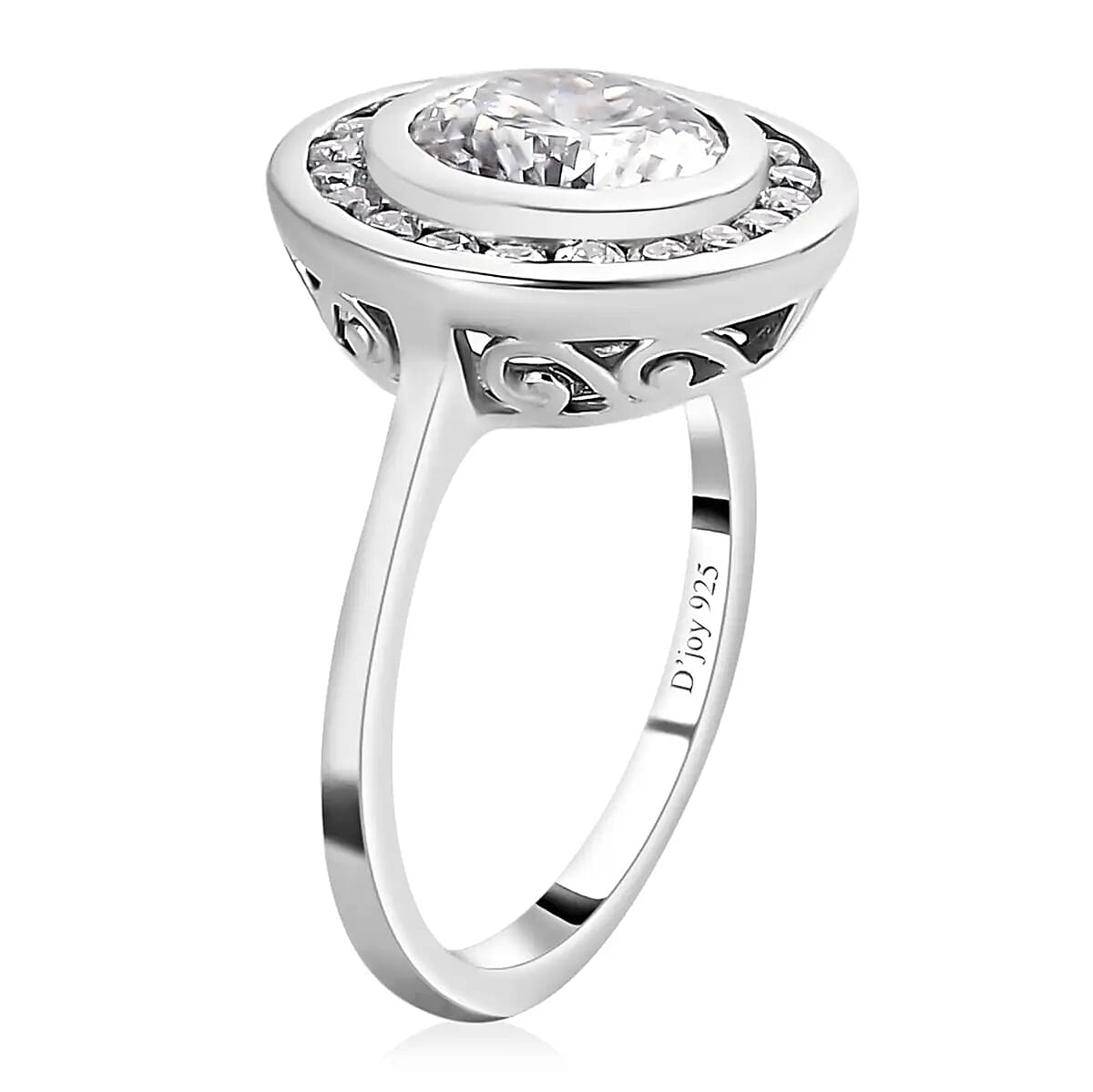 120 Facets Moissanite Halo Ring in Platinum Over Sterling Silver 2.00 ctw image number 4