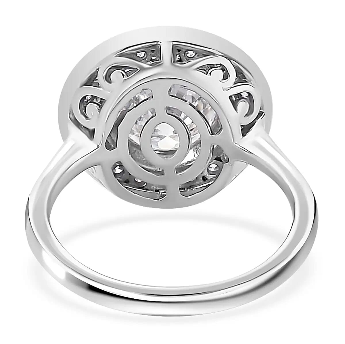 120 Facets Moissanite Halo Ring in Platinum Over Sterling Silver 2.00 ctw image number 5