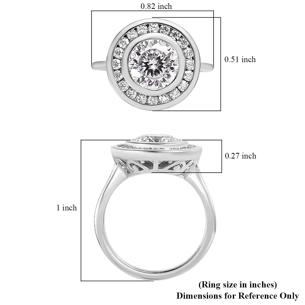 120 Facets Moissanite Halo Ring in Platinum Over Sterling Silver 2.00 ctw image number 6