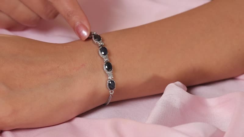 Midnight Sapphire Bolo Bracelet in Stainless Steel 5.50 ctw