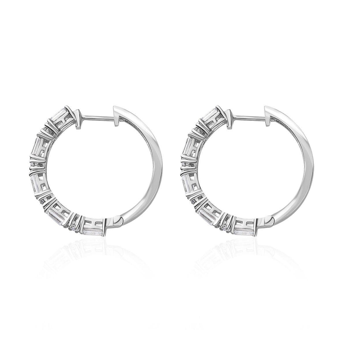 Moissanite Hoop Earrings in Platinum Over Sterling Silver 3.65 ctw image number 4