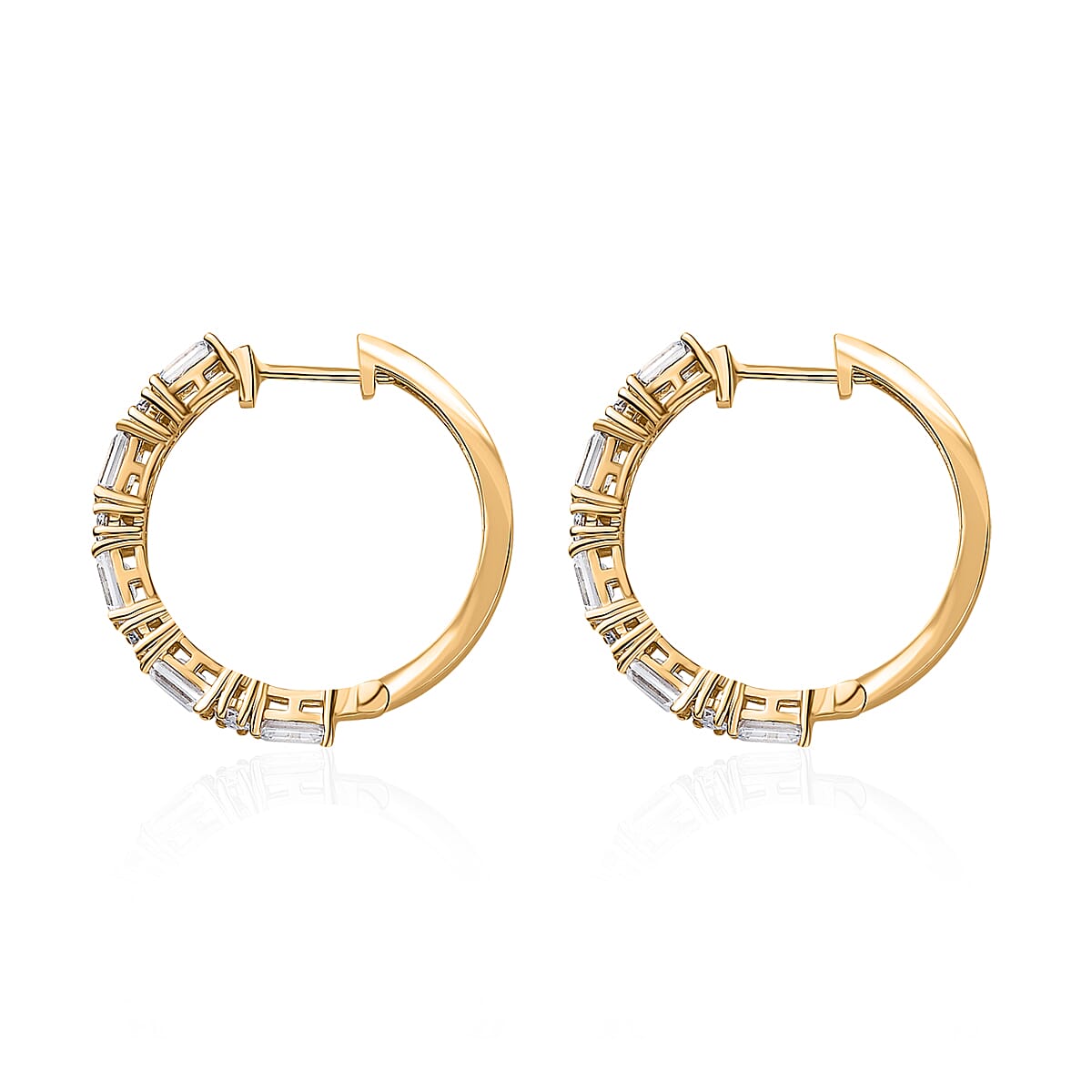 Moissanite Hoop Earrings in Vermeil Yellow Gold Over Sterling Silver 3.65 ctw image number 3