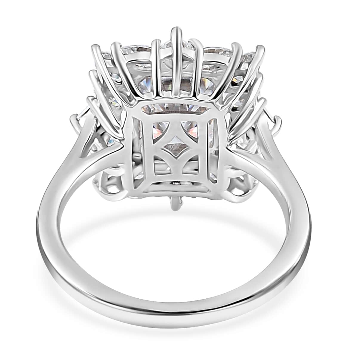 Radiant Cut Moissanite Ring in Platinum Over Sterling Silver 3.40 ctw image number 4