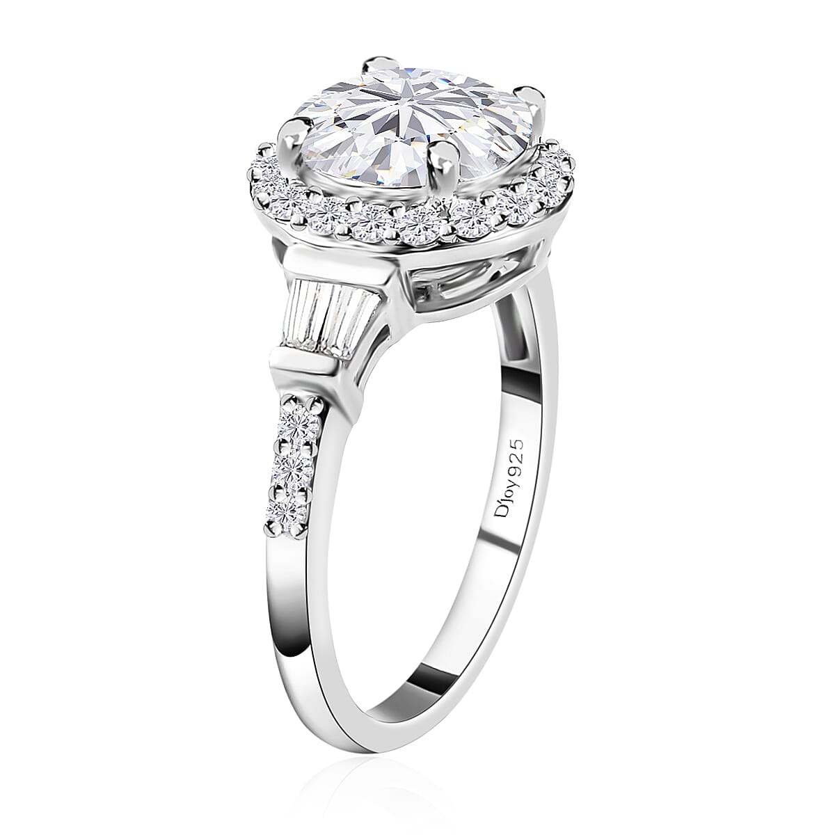Moissanite Halo Ring in Platinum Over Sterling Silver 2.10 ctw image number 3