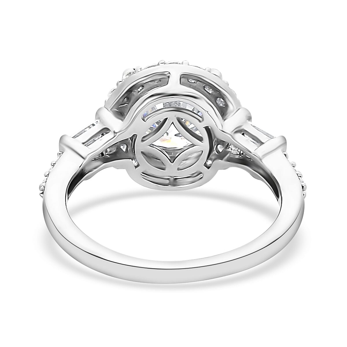 Moissanite Halo Ring, Platinum Over Sterling Silver Ring, Moissanite Ring, Gifts For Her 2.10 ctw