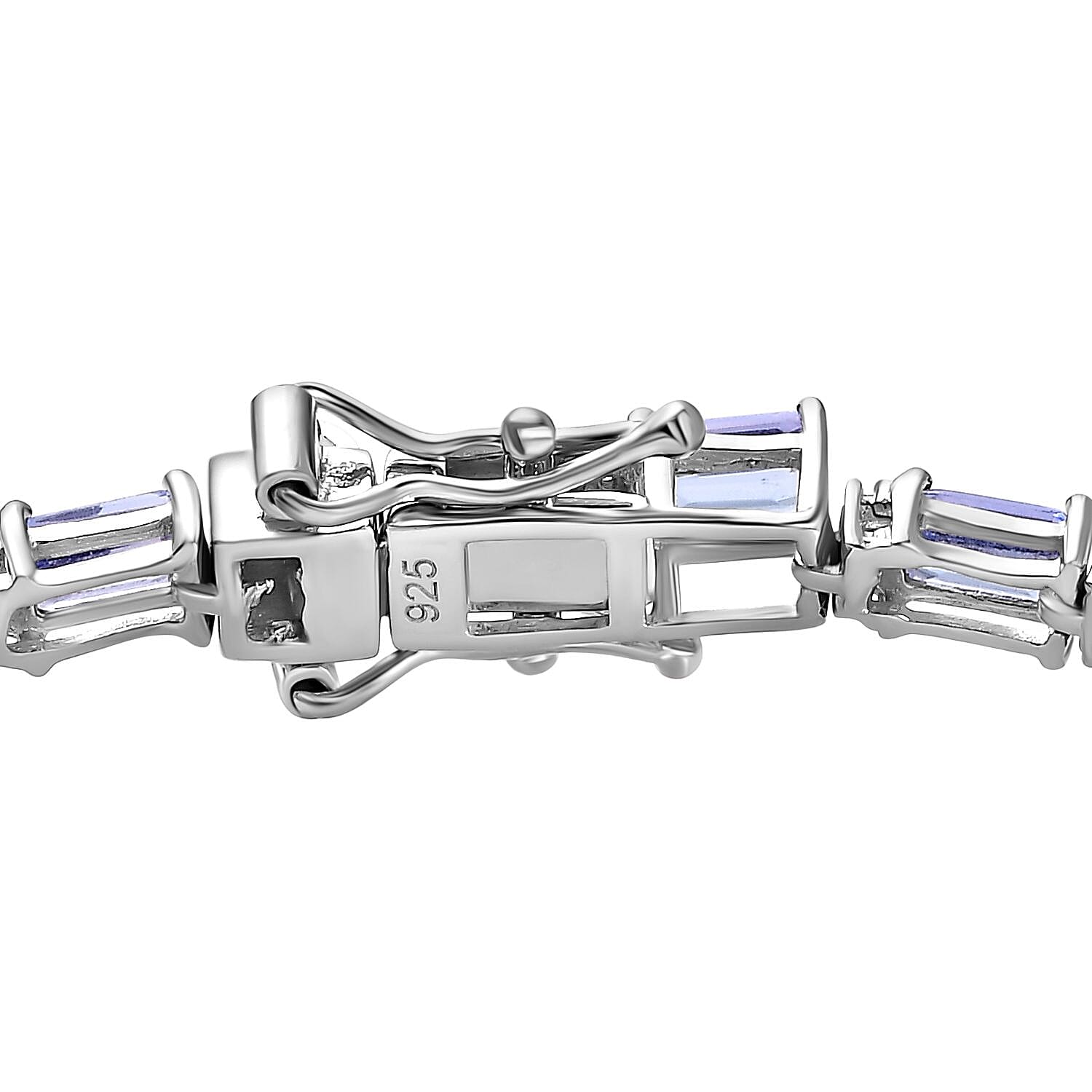 Tanzanite and Moissanite 9.80 ctw Bracelet in Platinum Over Sterling Silver (8.0 In)