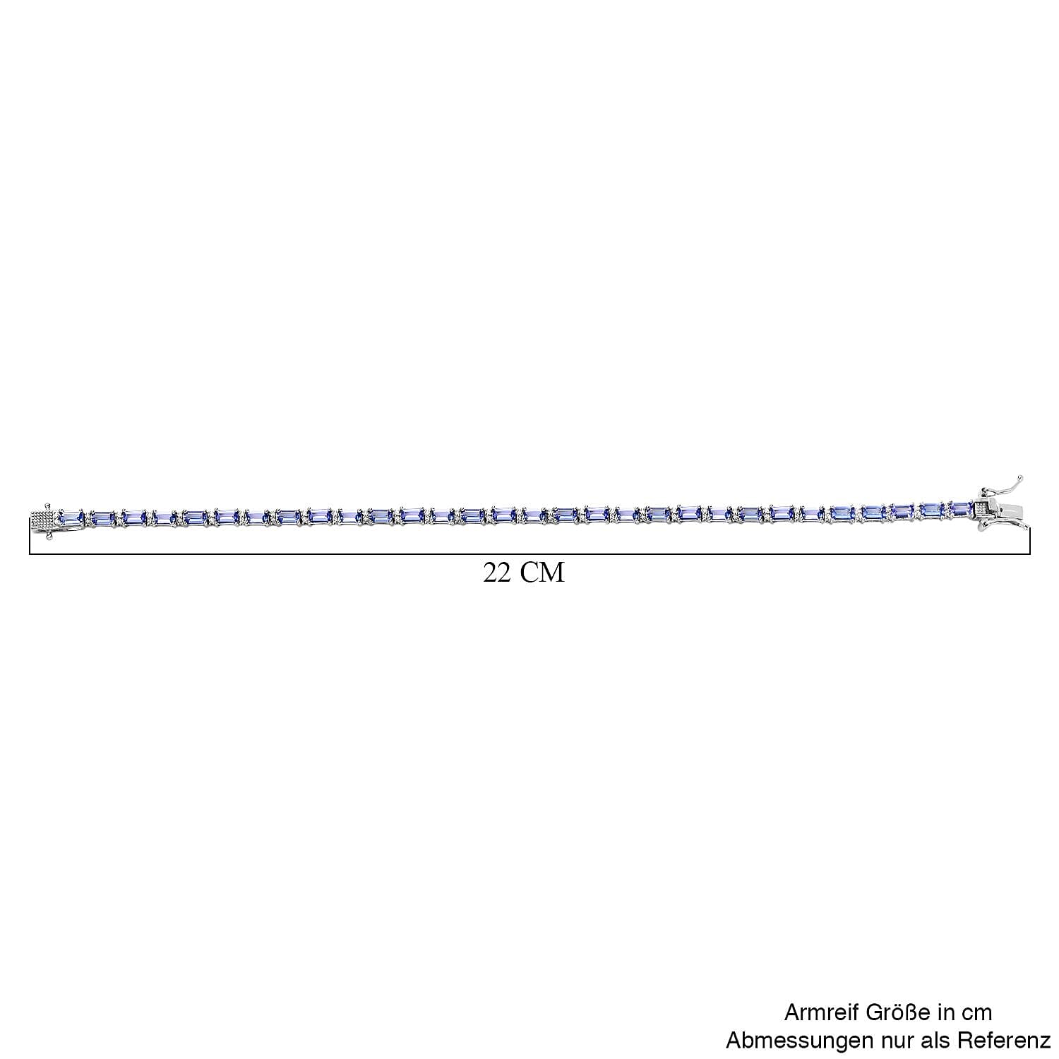 Tanzanite and Moissanite 9.80 ctw Bracelet in Platinum Over Sterling Silver (8.0 In)