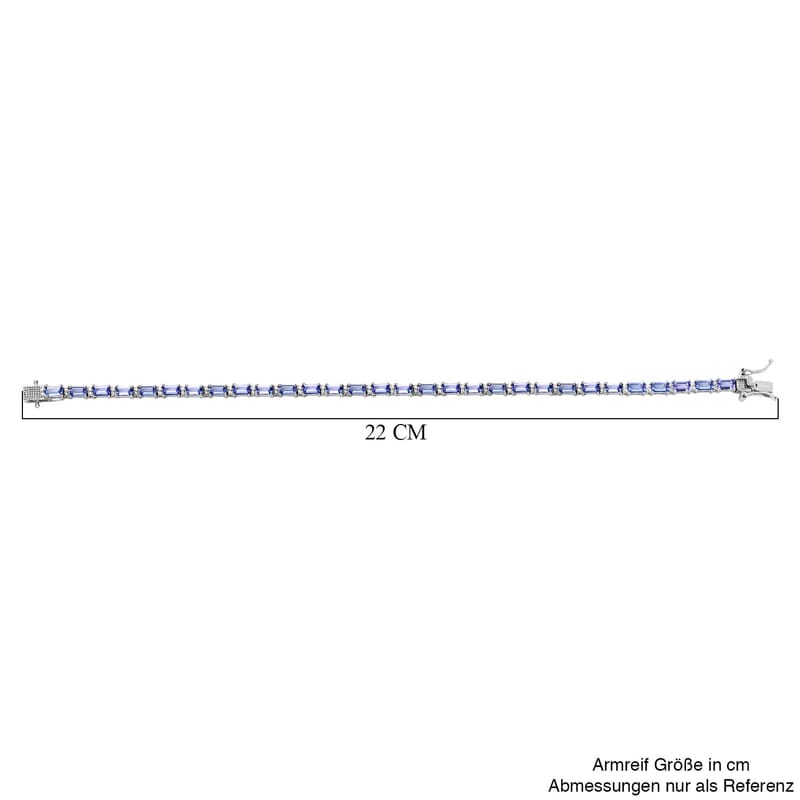 Tanzanite and Moissanite 9.80 ctw Bracelet in Platinum Over Sterling Silver (8.0 In)