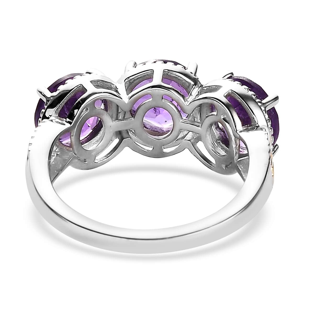 Karis Amethyst 3 Stone Ring in Platinum Bond 3.60 ctw image number 4