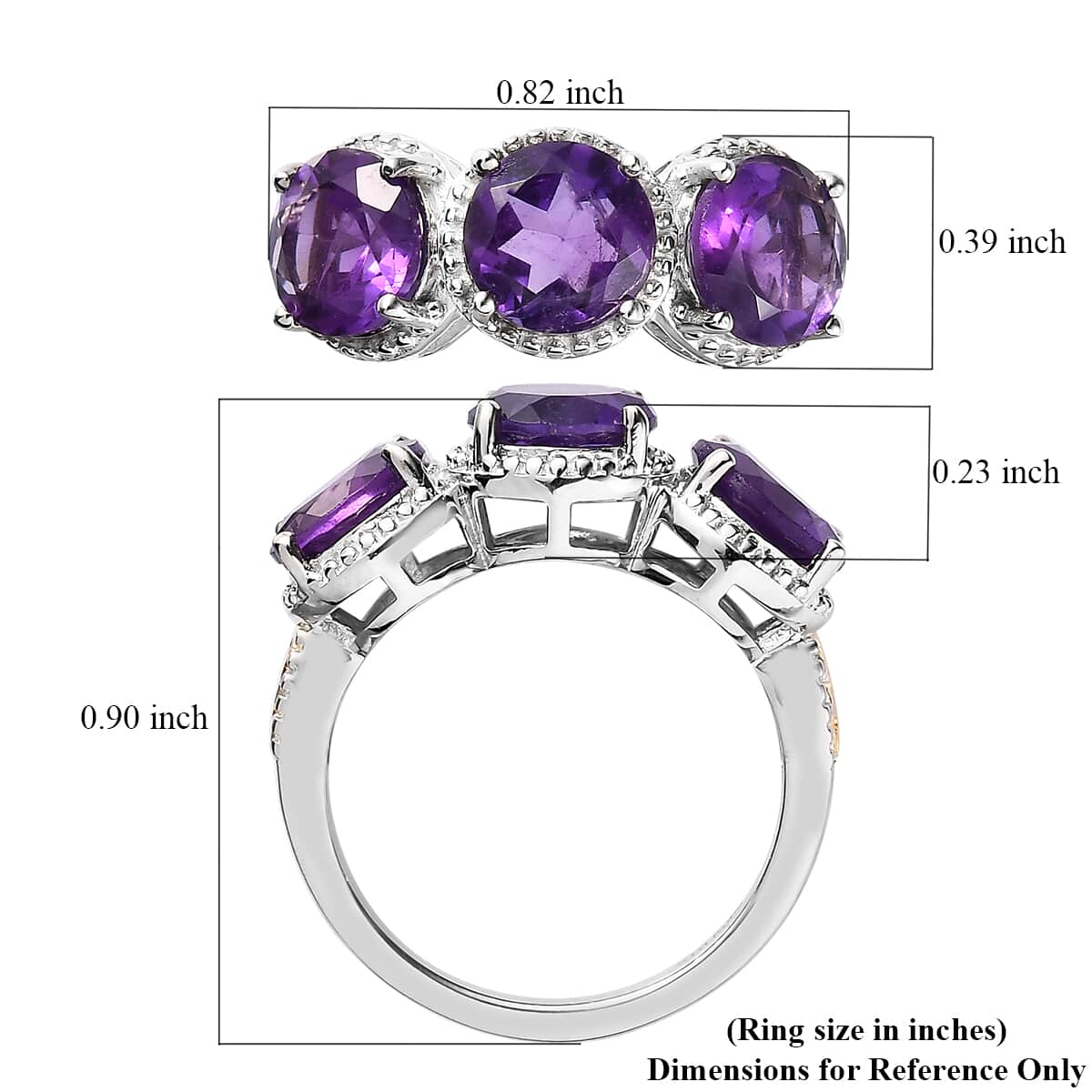 Karis Amethyst 3 Stone Ring in Platinum Bond 3.60 ctw image number 5