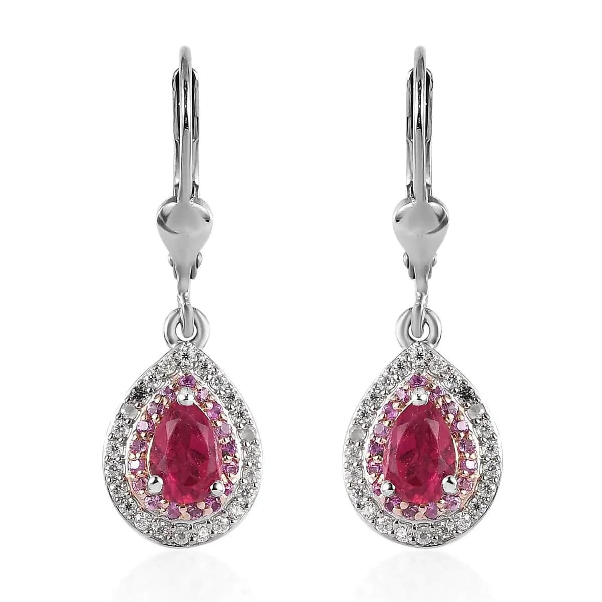 Buy Ouro Fino Rubellite and Multi Gemstone Lever Back Earrings in Vermeil  RG and Platinum Over Sterling Silver 1.20 ctw at
